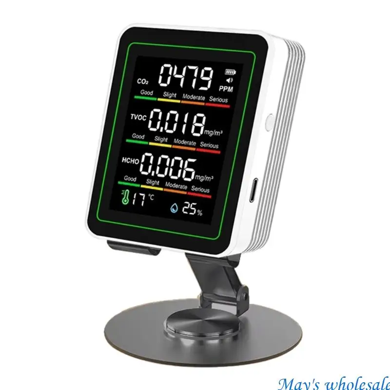 5 в 1 монитор качества воздуха обнаруживает CO2 TVOC HCHO Температура Влагия Небольшой воздушный тестер для домашнего офиса в 
5 в 1 монитор качества воздуха обнаруживает CO2 TVOC HCHO Температура Влагия Небольшой воздушный тестер для домашнего офиса в
