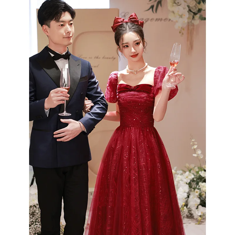 Bride Burgundy Prom Dresses Long Floor Length A Line Wedding Gowns Formal Backless Party Dress
Bride Burgundy Prom Dresses Long Floor Length A Line Wedding Gowns Formal Backless Party Dress