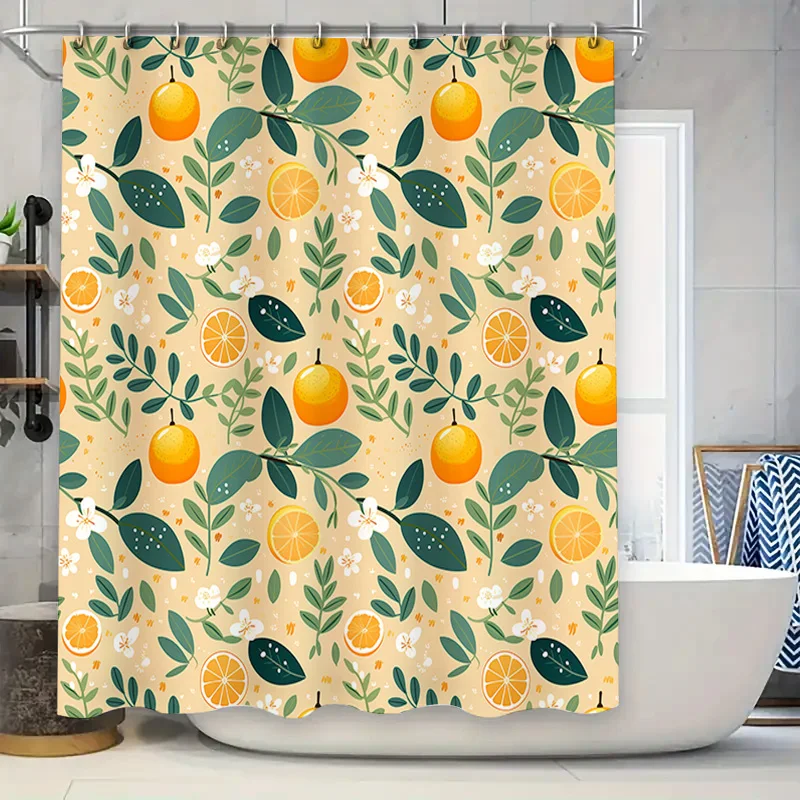 Modern Bathroom Decor Shower Curtain Set with Citrus Orange Leaf Print Waterproof Fabric for Home Decoration in Bathrooms Custom
Modern Bathroom Decor Shower Curtain Set with Citrus Orange Leaf Print Waterproof Fabric for Home Decoration in Bathrooms Custom
