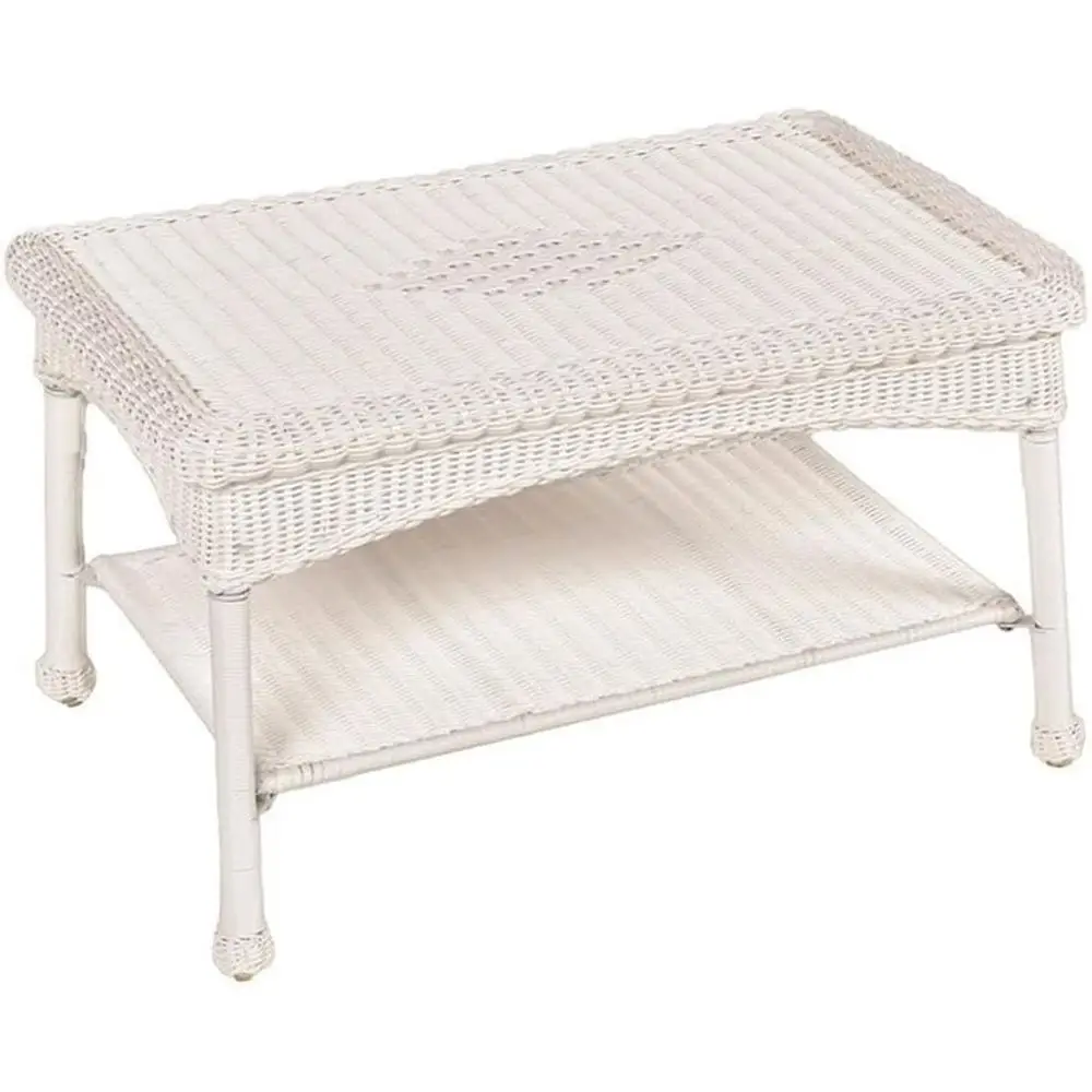 All-Weather Resin Outdoor Coffee Table, 30x18x17, UV-Protected, White Finish, Steel Frame, with Lower Shelf
All-Weather Resin Outdoor Coffee Table, 30x18x17, UV-Protected, White Finish, Steel Frame, with Lower Shelf