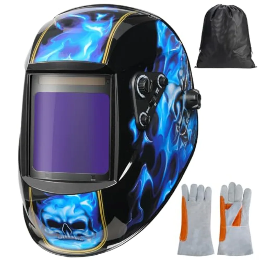 Large View Welding Helmet Auto Darkening True Color Solar Powered Hood with Adjustable Wide Shade Range 4/5-9/9-13 for Mig Tig
Large View Welding Helmet Auto Darkening True Color Solar Powered Hood with Adjustable Wide Shade Range 4/5-9/9-13 for Mig Tig