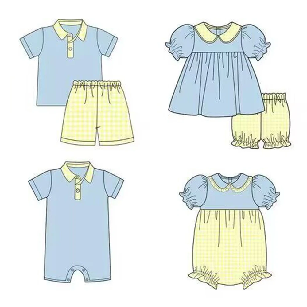 Summer Matching Suit Yellow Shorts Blue Lapel Top Baby Girl Puff Sleeve New Arrival Hot Sale Clothing Collection
Summer Matching Suit Yellow Shorts Blue Lapel Top Baby Girl Puff Sleeve New Arrival Hot Sale Clothing Collection
