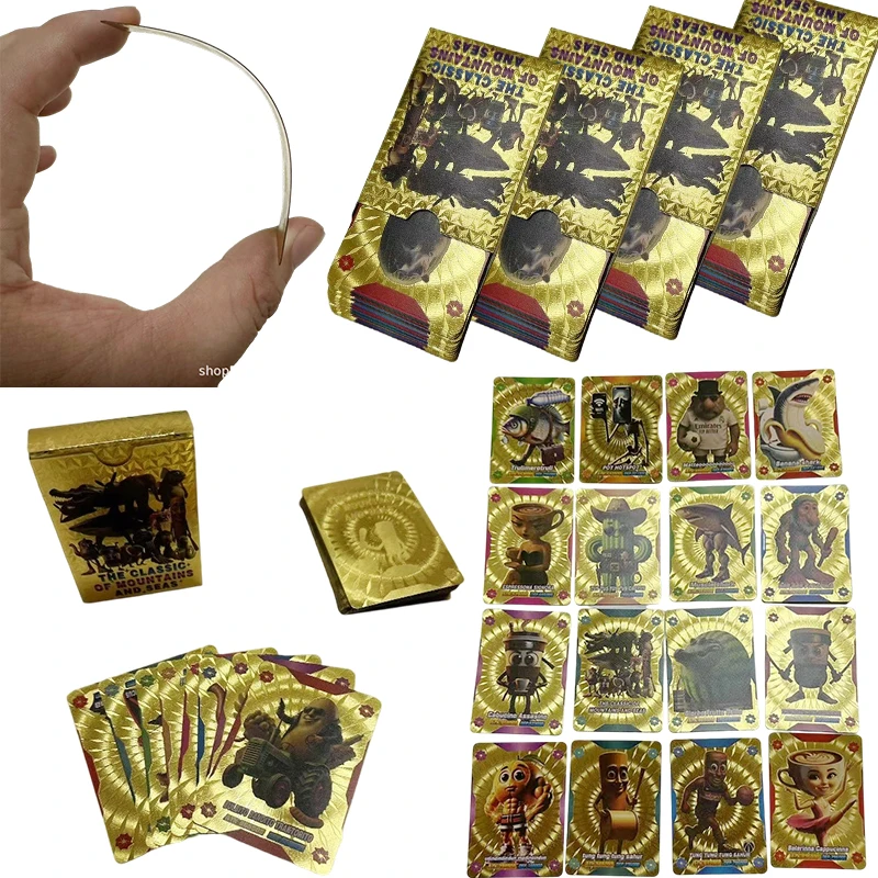 55pcs Italian Brainrot Laser Card Tung Tung Tung Sahur Tralalero Tralala Gold Foil Collection Cards Board Game Trading Carte Toy
55pcs Italian Brainrot Laser Card Tung Tung Tung Sahur Tralalero Tralala Gold Foil Collection Cards Board Game Trading Carte Toy