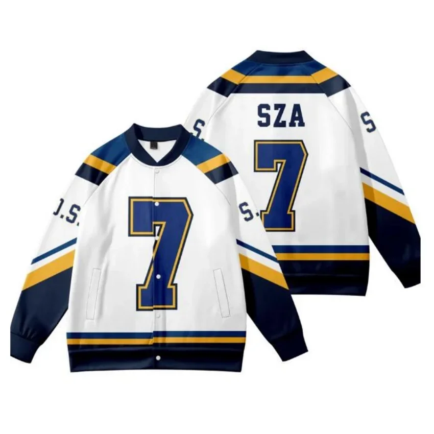 SZA JERSEY SOS New Album Baseball Jacket Women Men Bomber Jacket Outerwear Streetwear Hip Hop Baseball Uniform Casual sportswear
SZA JERSEY SOS New Album Baseball Jacket Women Men Bomber Jacket Outerwear Streetwear Hip Hop Baseball Uniform Casual sportswear
