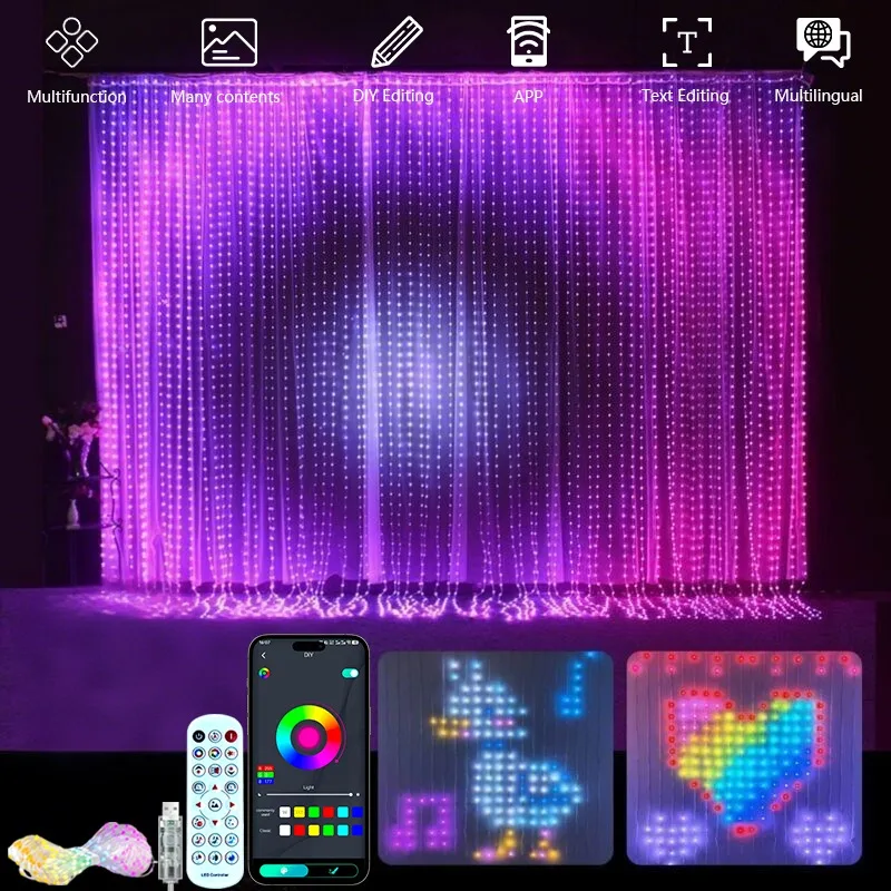 Умные гирлянды-шторы 3 м (9,9 футов) с 400 светодиодами, синхронизацией музыки, динамическим отображением текста и граффити, для Хэллоуина и Рождества
Умные гирлянды-шторы 3 м (9,9 футов) с 400 светодиодами, синхронизацией музыки, динамическим отображением текста и граффити, для Хэллоуина и Рождества