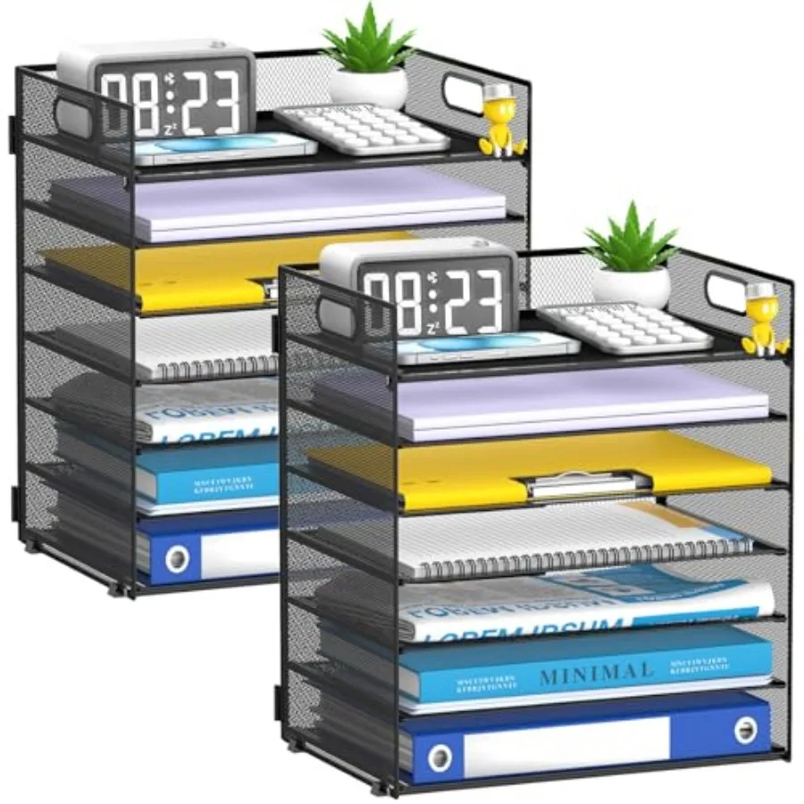 2 Pack 7 Tier Paper Organizer - Mesh Desktop File Holder with Handles for Office School Desk
2 Pack 7 Tier Paper Organizer - Mesh Desktop File Holder with Handles for Office School Desk