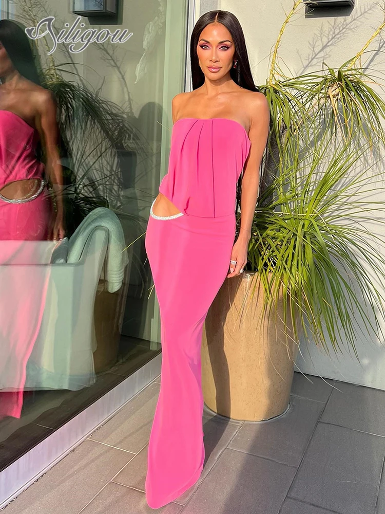 Ailigou 2023 New Women's Sexy Strapless Waist Hollow Crystal Pleated Skinny Long Dress Elegant Celebrity Party Dress Vestidos
Ailigou 2023 New Women's Sexy Strapless Waist Hollow Crystal Pleated Skinny Long Dress Elegant Celebrity Party Dress Vestidos