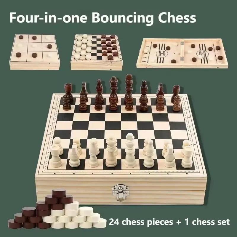4-in-1 Wooden Boxed Foldable Board Game Slingshot Three Chess Four In One Wooden Box Foldable Chess Game
4-in-1 Wooden Boxed Foldable Board Game Slingshot Three Chess Four In One Wooden Box Foldable Chess Game