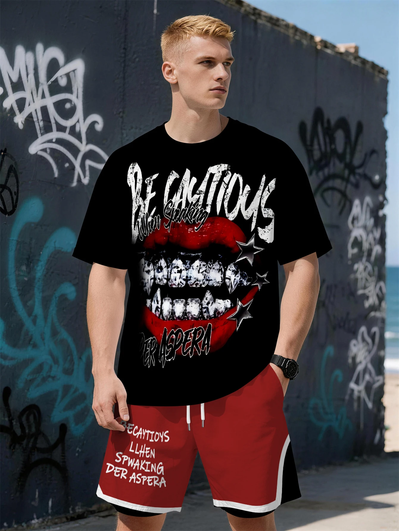2026 Summer New Men's Short-Sleeved Set with 3D Trendy Brand Letter Print Fashionable Street Style Comfortable and Soft
2026 Summer New Men's Short-Sleeved Set with 3D Trendy Brand Letter Print Fashionable Street Style Comfortable and Soft