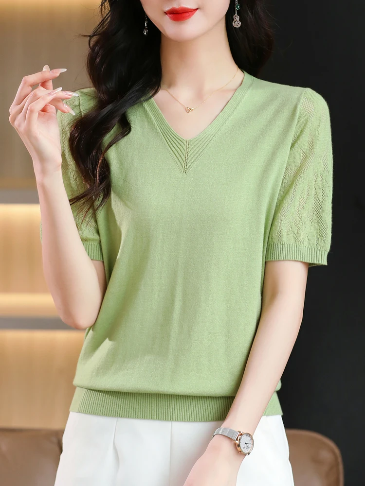Hollow Knitted T Shirt Women 2024 Summer Clothes For Women Pullovers Tees Top Y2K Women's T-shirt
Hollow Knitted T Shirt Women 2024 Summer Clothes For Women Pullovers Tees Top Y2K Women's T-shirt