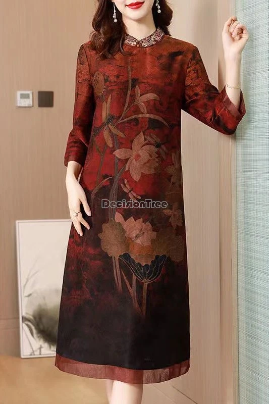 2026 chinese improved retro elegant style women stand collar long sleeve printed cheongsam dress yarn printed loose daily qipao
2026 chinese improved retro elegant style women stand collar long sleeve printed cheongsam dress yarn printed loose daily qipao