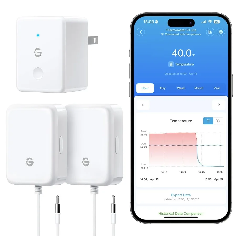 WiFi Refrigerator Thermometer with Alarm Wireless Digital Freezer Temperature Gauge with App 2 Years Free Data Export for Home
WiFi Refrigerator Thermometer with Alarm Wireless Digital Freezer Temperature Gauge with App 2 Years Free Data Export for Home