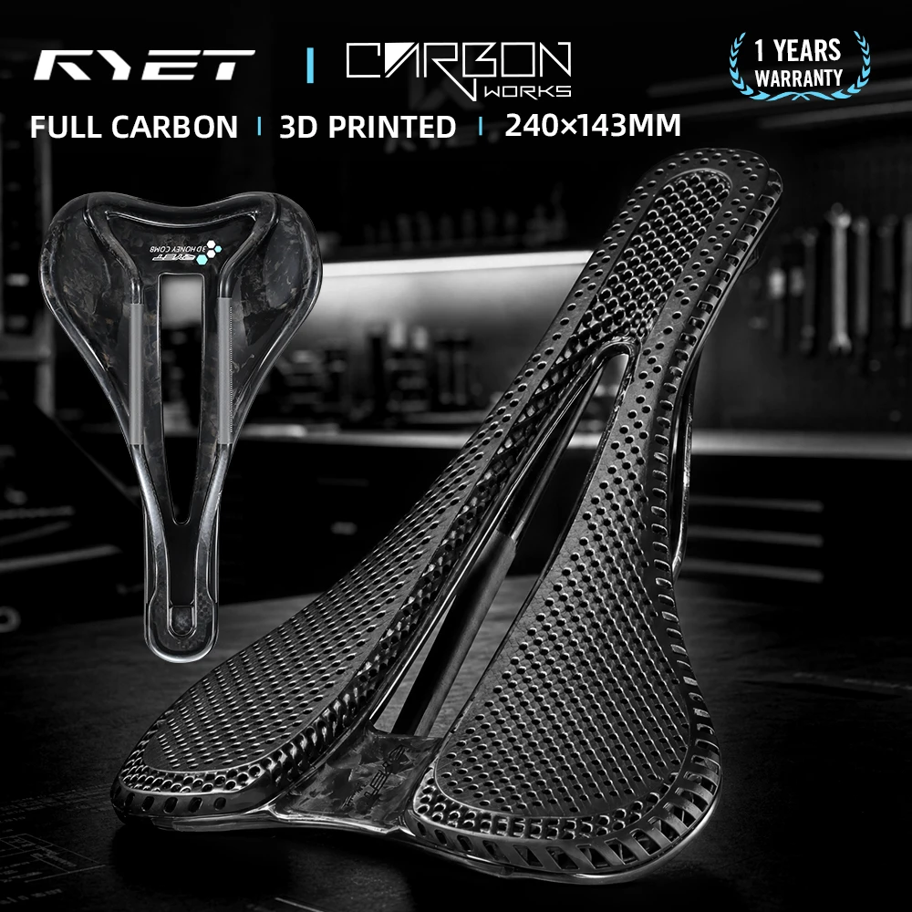 RYET Full Carbon Bike Saddle 98-145g 240x143/155mm 3D Printed/EVA Padded 7x9mm Rails Cut-Out Road MTB Gravel Seat
RYET Full Carbon Bike Saddle 98-145g 240x143/155mm 3D Printed/EVA Padded 7x9mm Rails Cut-Out Road MTB Gravel Seat