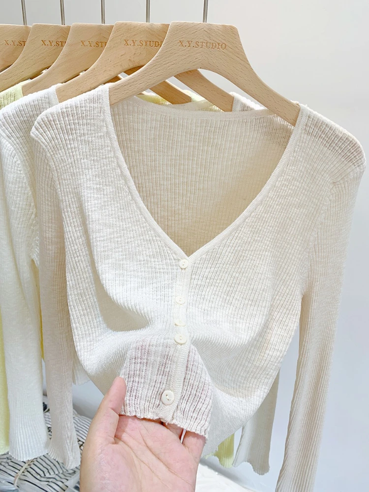 2026 Summer Thin Ice Silk Knit Sun Protection Women Cardigan Solid Color Casual Short Shawl Outerwear Air Conditioning Blouse 12 S053ca32a5bb7498e88a51e7009d69f0ds