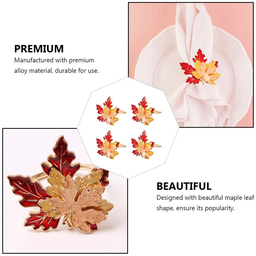 4Pcs Maple Shaped Napkin Holder Brightly Colored Dining Table Adornment Party Decor Maple Leaf Napkin Ring Table Adorn
4Pcs Maple Shaped Napkin Holder Brightly Colored Dining Table Adornment Party Decor Maple Leaf Napkin Ring Table Adorn