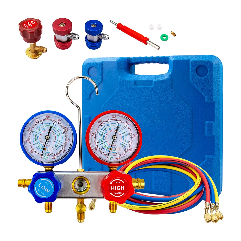 Набор манометров, диагностический инструмент манометра R134a R22 R410a R404a для автоматического кондиционера переменного тока, холодоагента, газа 
Набор манометров, диагностический инструмент манометра R134a R22 R410a R404a для автоматического кондиционера переменного тока, холодоагента, газа