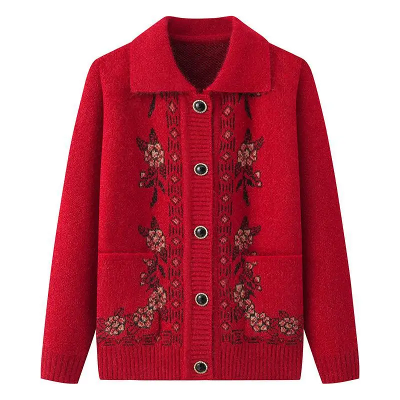 Fdfklak Lapel Spring Autumn Winter Clothes Sweater Mother Coat Mother Knitted Cardigan Plus Velvet Jacket Autumn Pocket Outwear
Fdfklak Lapel Spring Autumn Winter Clothes Sweater Mother Coat Mother Knitted Cardigan Plus Velvet Jacket Autumn Pocket Outwear