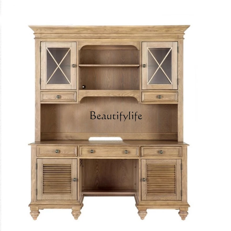 *American rural solid wood retro bookshelf combination one-piece desk cabinet with door computer desk
*American rural solid wood retro bookshelf combination one-piece desk cabinet with door computer desk