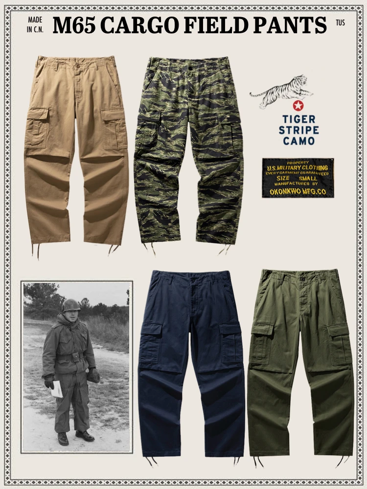 M65 Field Work Trousers with Tiger Print American Retro Workwear Multi-Pocket Utility Pants in Four Colors Casual Cotton Pants
M65 Field Work Trousers with Tiger Print American Retro Workwear Multi-Pocket Utility Pants in Four Colors Casual Cotton Pants