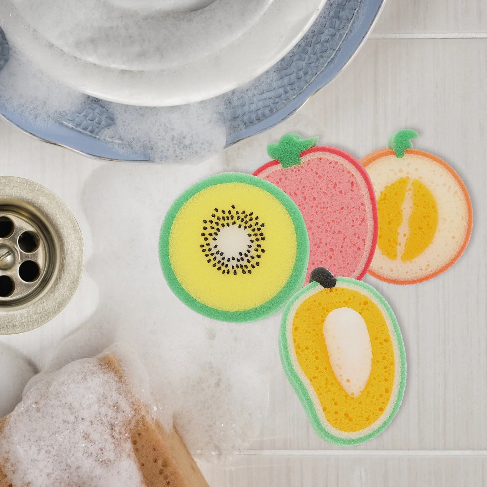 4 Pcs Fruit Shaped Thick Wash Sponges Powerful Stain Removal Kitchen Cleaning Cartoon Household Scrub Sponge Strong Absorbency
4 Pcs Fruit Shaped Thick Wash Sponges Powerful Stain Removal Kitchen Cleaning Cartoon Household Scrub Sponge Strong Absorbency