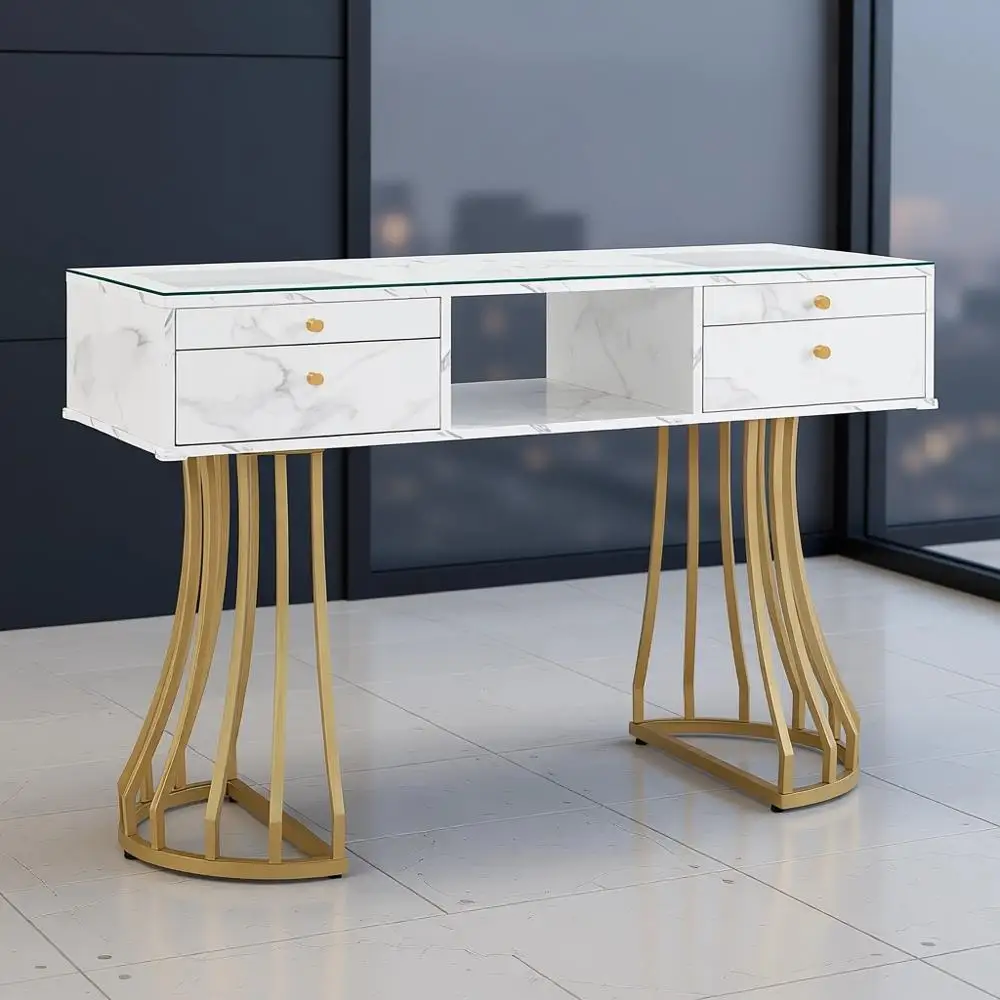 Storage Manicure Table with Glass Top, Marble Textured Nail Technician Desk, Acetone Resistant, Makeup Station (White)
Storage Manicure Table with Glass Top, Marble Textured Nail Technician Desk, Acetone Resistant, Makeup Station (White)