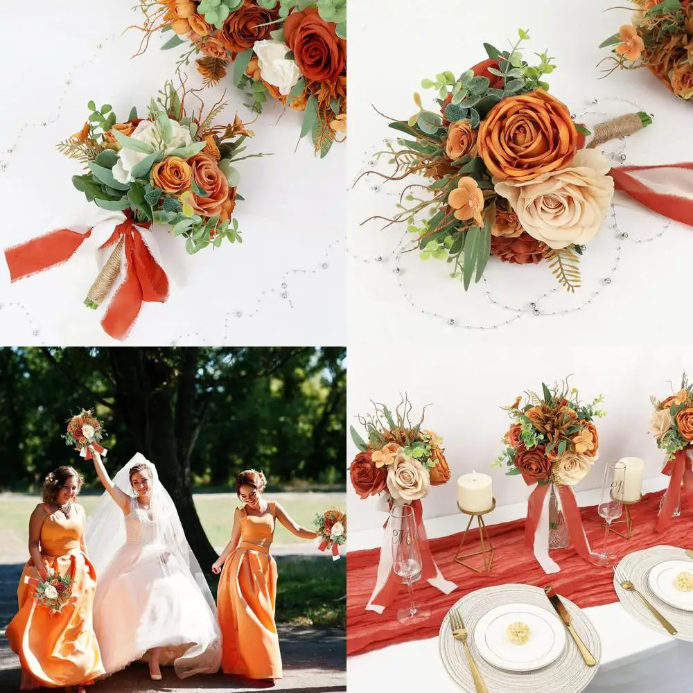 4 букета для подружек невесты, 9 композиций из искусственных цветов или центральные элементы для свадебной церемонии - терракотовый цвет
4 букета для подружек невесты, 9 композиций из искусственных цветов или центральные элементы для свадебной церемонии - терракотовый цвет