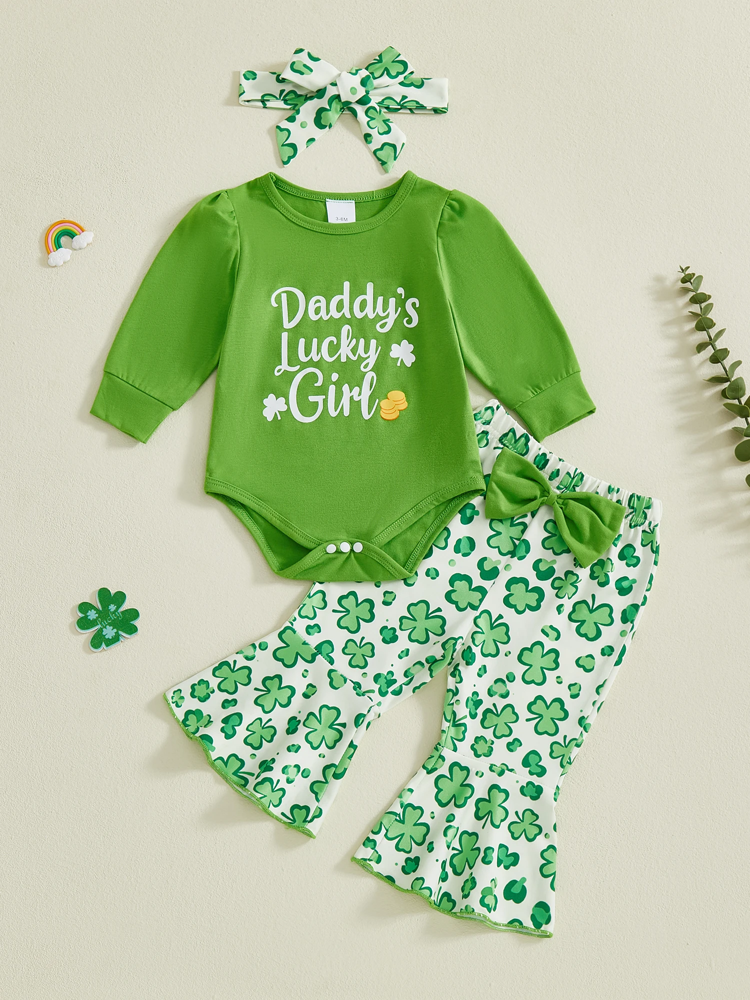 День Святого Патрика, штаны с рюшами и повязкой на голову для маленьких девочек, весенний комплект Lucky Clover из трех предметов
День Святого Патрика, штаны с рюшами и повязкой на голову для маленьких девочек, весенний комплект Lucky Clover из трех предметов