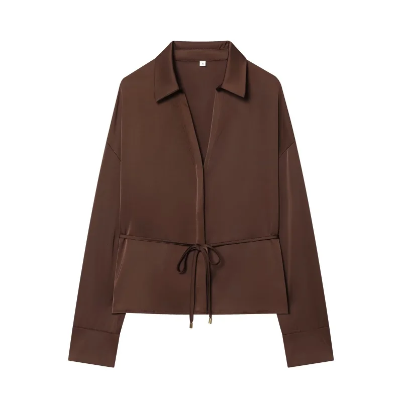 Шелковая атласная блузка с длинным рукавом для женщин, приталенная, с драпировкой на талии, с поясом, для офиса, осенний сезон, приятная к телу, дышащая
Шелковая атласная блузка с длинным рукавом для женщин, приталенная, с драпировкой на талии, с поясом, для офиса, осенний сезон, приятная к телу, дышащая