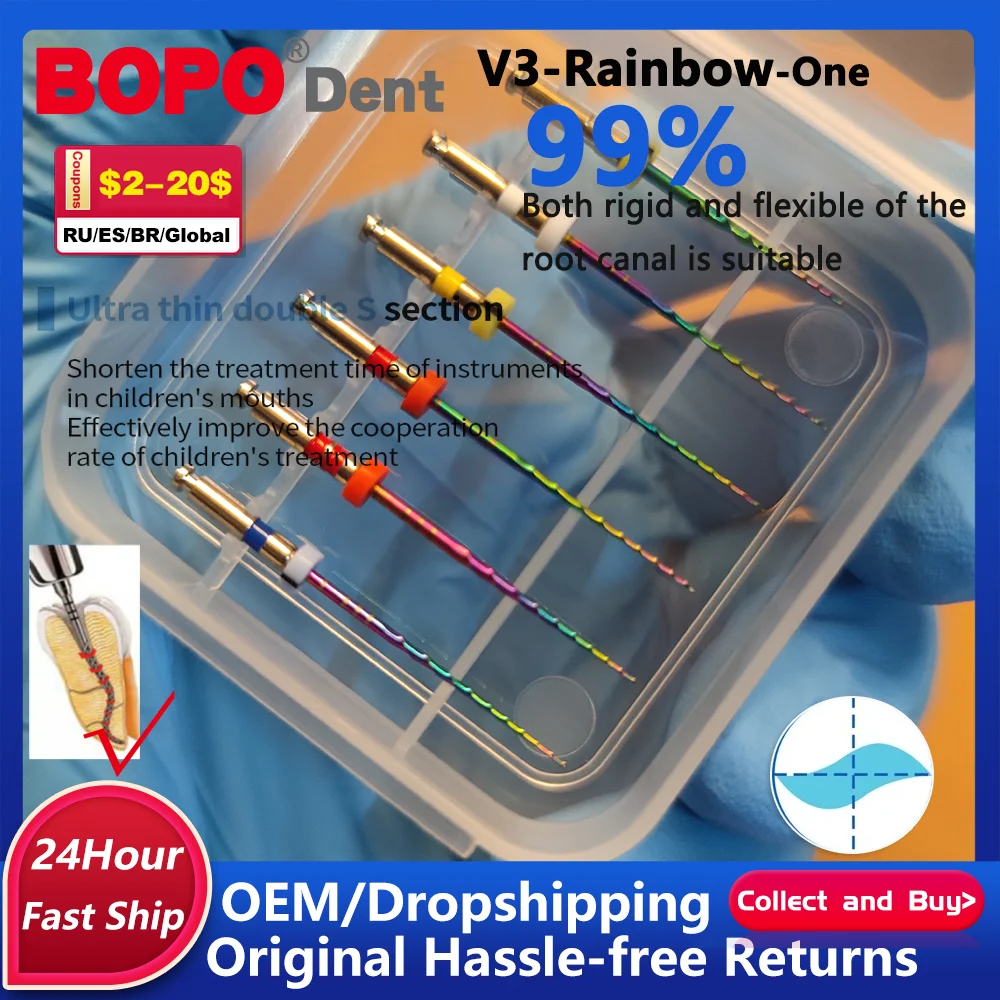 Wholesale Rainbow One Root Canal Files Heat Activated NiTi Rotary Engine Files Dental Endodontic Tools Dentist Veterinary Clinic
Wholesale Rainbow One Root Canal Files Heat Activated NiTi Rotary Engine Files Dental Endodontic Tools Dentist Veterinary Clinic