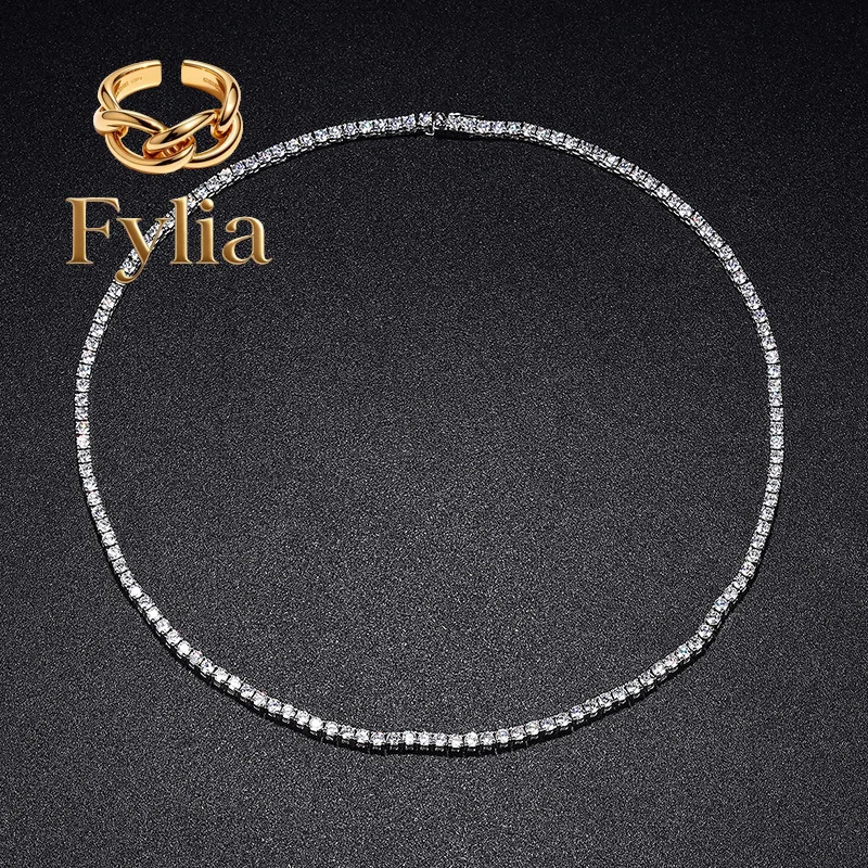Fylia Jewelry Luxury Solid Platinum PT950 Women's 2.5mm Moissanite Diamond Necklace Full Diamond Light Luxury Clavicle Chain
Fylia Jewelry Luxury Solid Platinum PT950 Women's 2.5mm Moissanite Diamond Necklace Full Diamond Light Luxury Clavicle Chain