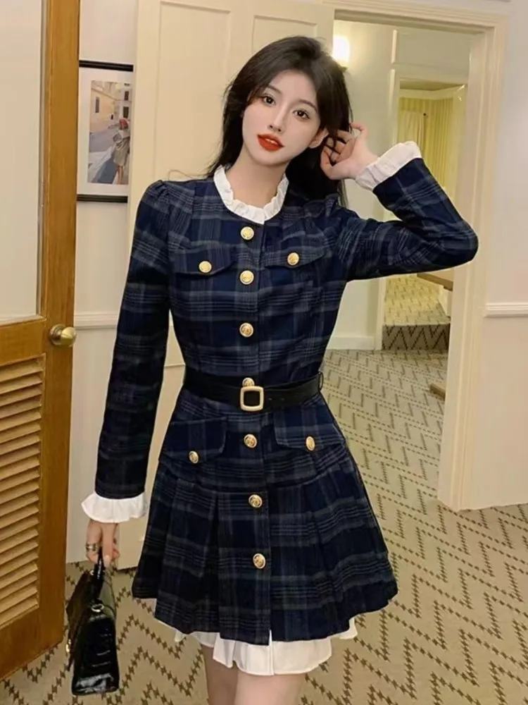 French Patchwork Midi Dress Women Autumn Winter Long Sleeve Single Breasted Slim Waist Vestidos Elegant Evening Party Clothing
French Patchwork Midi Dress Women Autumn Winter Long Sleeve Single Breasted Slim Waist Vestidos Elegant Evening Party Clothing