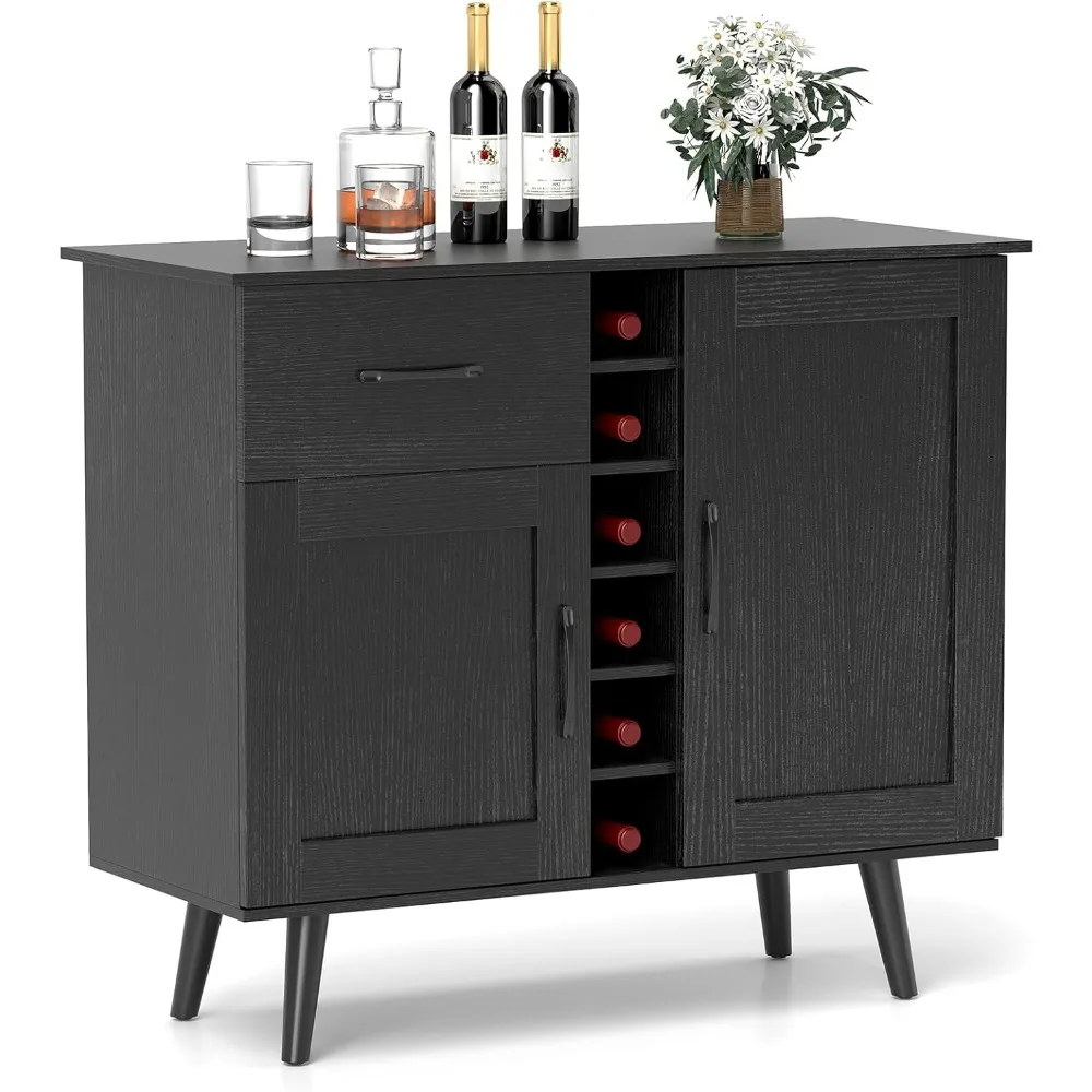 Farmhouse Buffet Cabinet with Storage, Modern Wine Bar Cabinet with 6-Bottle Wine Rack, Pull-Out Drawer & Adjustable Shelves
Farmhouse Buffet Cabinet with Storage, Modern Wine Bar Cabinet with 6-Bottle Wine Rack, Pull-Out Drawer & Adjustable Shelves