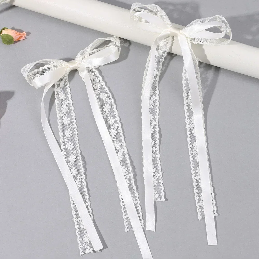 2Pcs White Lace Bow Hair Clips Flower Embroidery Long Ribbon Hairpins Sweet Floral Barrette Girls Children Headwear Accessories
2Pcs White Lace Bow Hair Clips Flower Embroidery Long Ribbon Hairpins Sweet Floral Barrette Girls Children Headwear Accessories