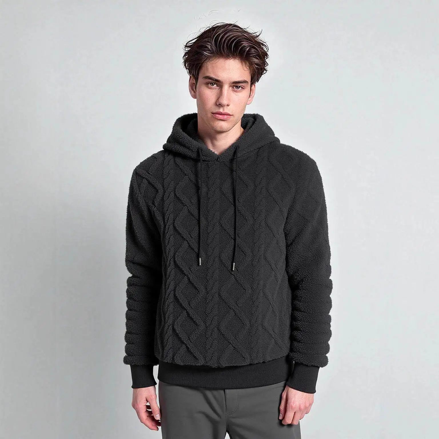 Hooded Sweatshirt Thermal Double-sided Fleece Comfortable Knitted Pattern Men's Autumn Winter Fashion Casual Streetwear
Hooded Sweatshirt Thermal Double-sided Fleece Comfortable Knitted Pattern Men's Autumn Winter Fashion Casual Streetwear