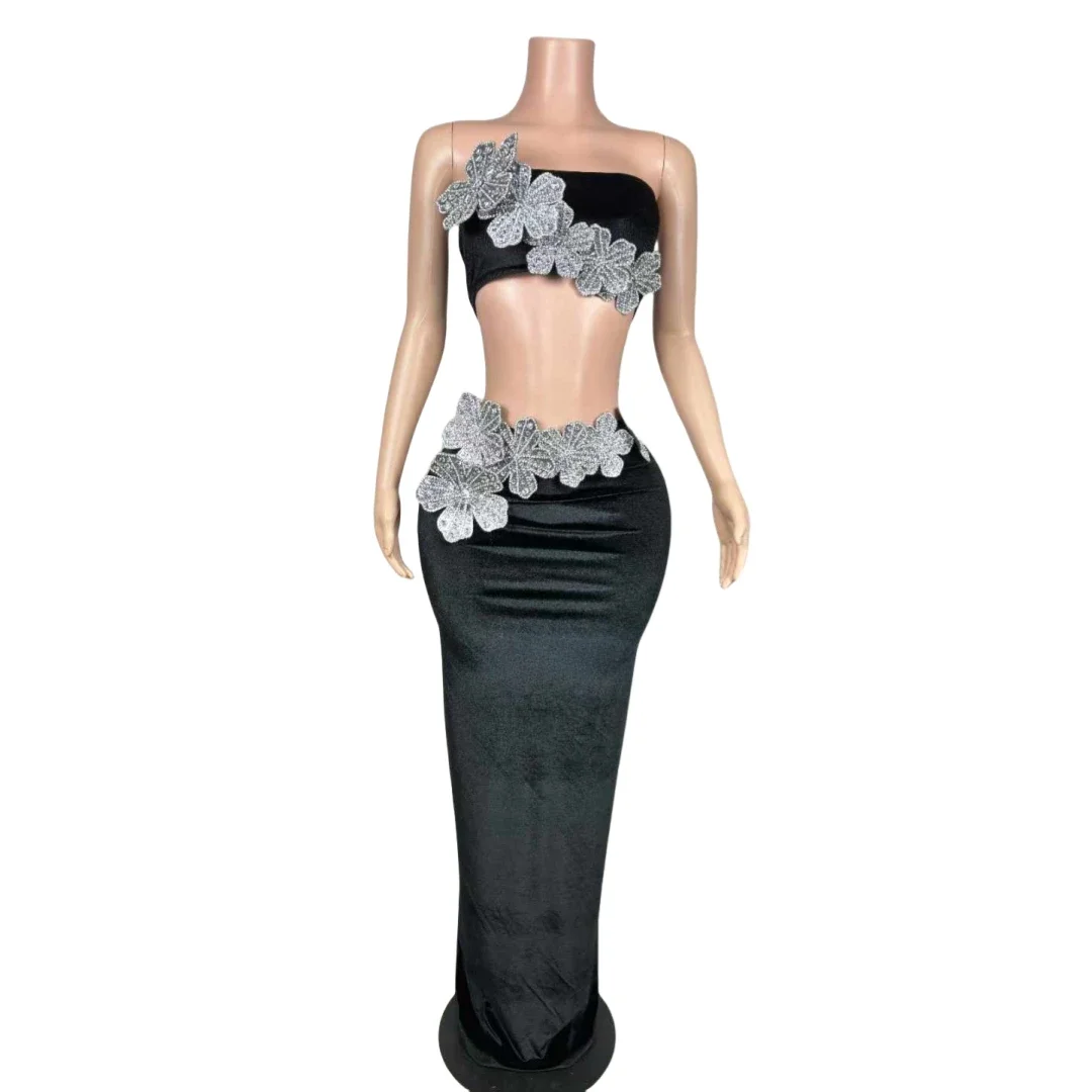 Glitter Rhinestone Flower 2 Pcs Set Top And Skirt For Women Velvet Evening Birthday Party Dressy Las Vegas Show Stage Wear
Glitter Rhinestone Flower 2 Pcs Set Top And Skirt For Women Velvet Evening Birthday Party Dressy Las Vegas Show Stage Wear