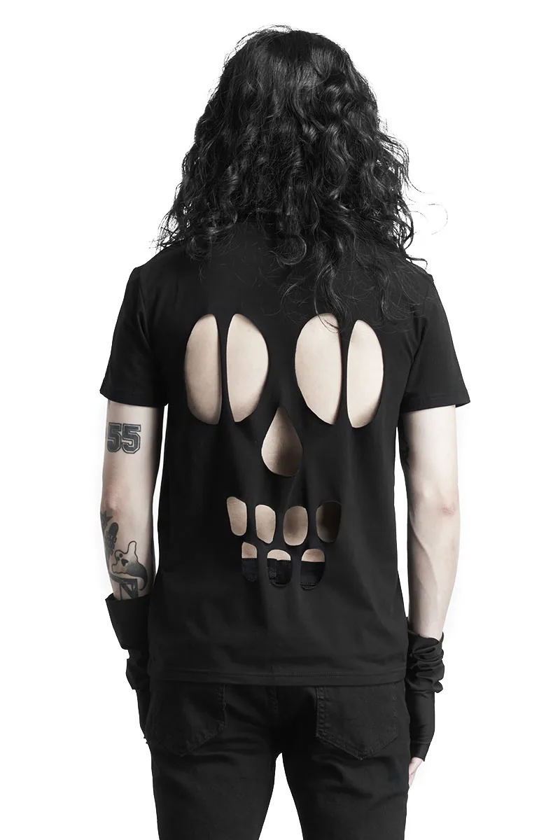 Design Back Hollowed Out Punk T-shirt Dark Goth Personality Skull Short Sleeve Black
Design Back Hollowed Out Punk T-shirt Dark Goth Personality Skull Short Sleeve Black