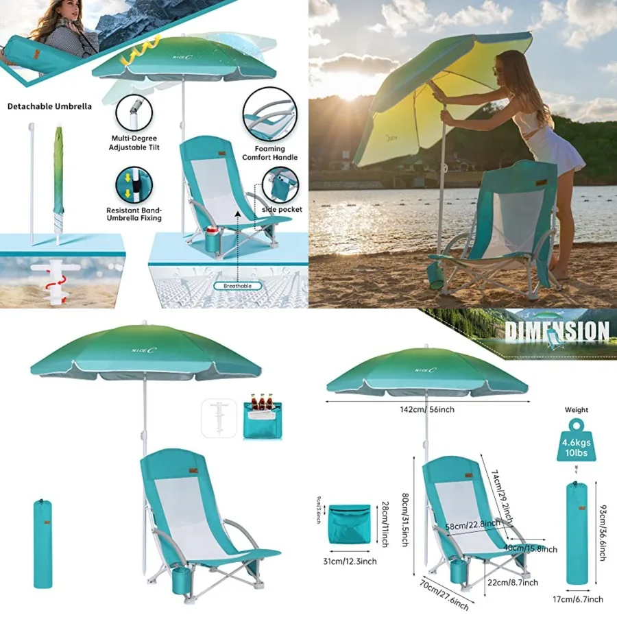 Beach Chair, Beach Chairs for Adults with Umbrella and Cooler, High Back, Cup Holder & Carry Bag & Heavy Duty Compact Outdoor, Camping (One Blue)
Beach Chair, Beach Chairs for Adults with Umbrella and Cooler, High Back, Cup Holder & Carry Bag & Heavy Duty Compact Outdoor, Camping (One Blue)