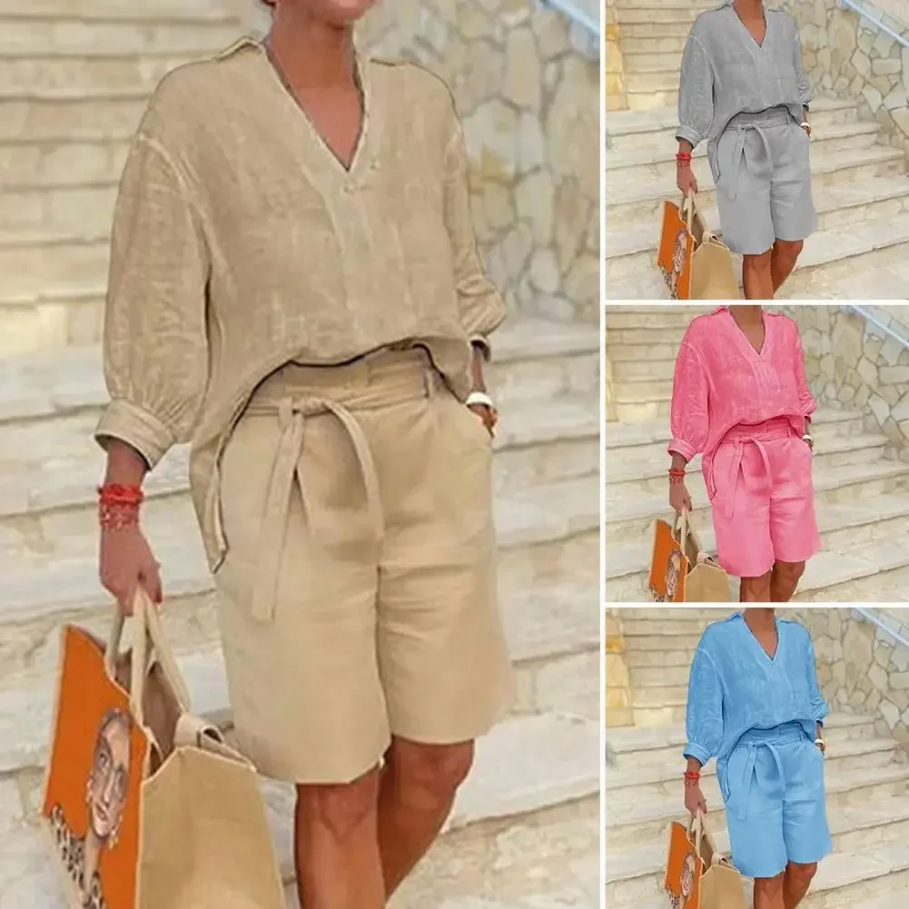 2025 Summer European and American New Cotton and Linen Women's Fashion Casual Suit Women's Loose Two-Piece Set for Women
2025 Summer European and American New Cotton and Linen Women's Fashion Casual Suit Women's Loose Two-Piece Set for Women