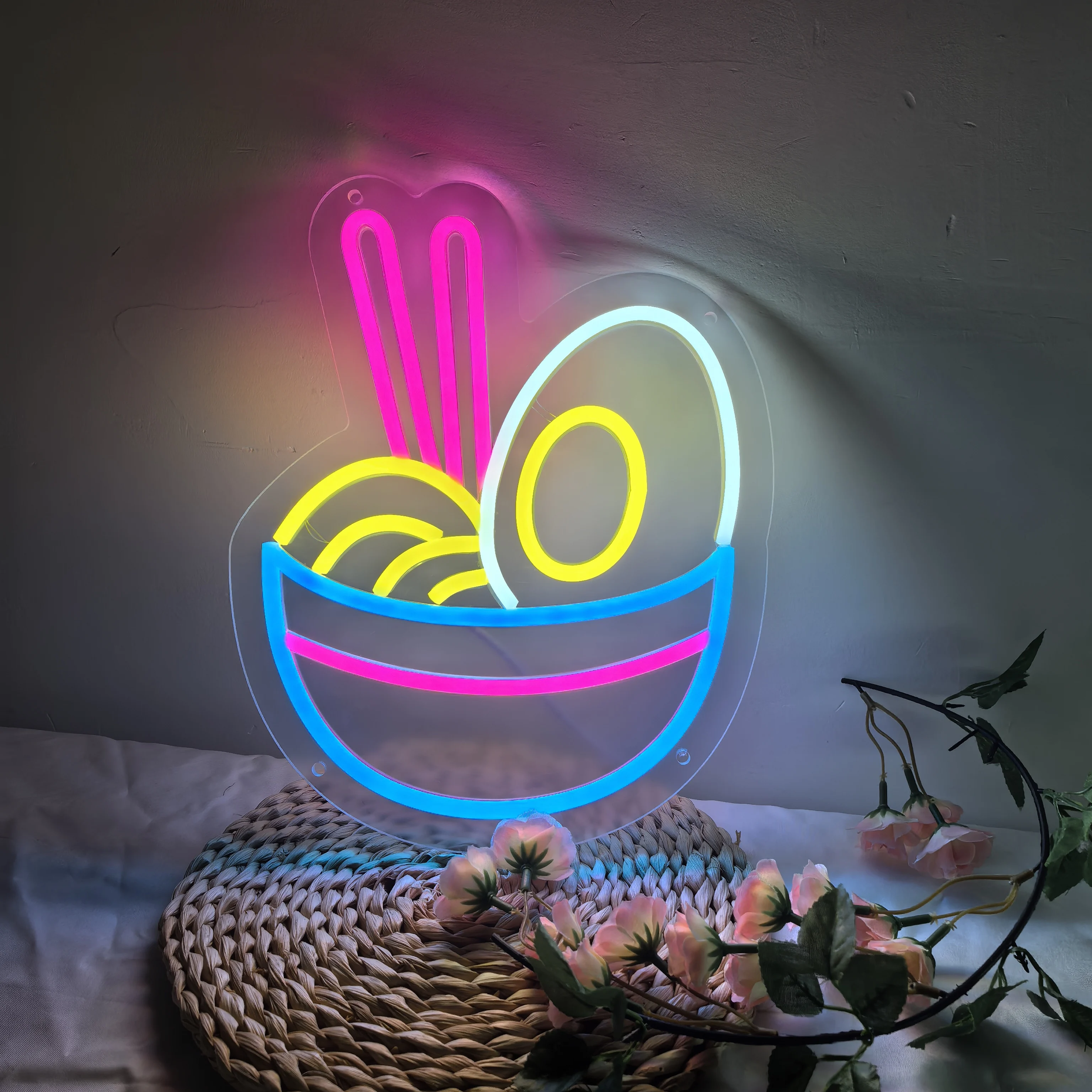 Ramen Bowl Neon Sign with Noodles and Chopsticks LED Light for Japanese Restaurant Kitchen Decor Vibrant Wall Art
Ramen Bowl Neon Sign with Noodles and Chopsticks LED Light for Japanese Restaurant Kitchen Decor Vibrant Wall Art