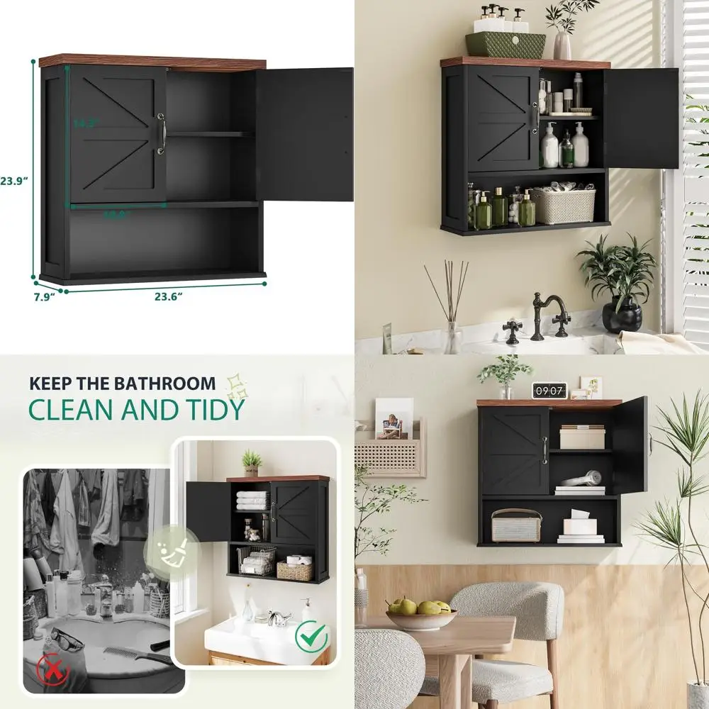 Wall-Mounted Black Medicine Cabinet with Adjustable Shelves for Bathroom, Living Room, and Laundry Room
Wall-Mounted Black Medicine Cabinet with Adjustable Shelves for Bathroom, Living Room, and Laundry Room