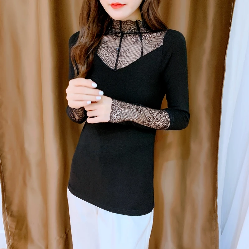 Women Hollow Out Lace Sweater Tops High Elastic Basic Tee Shirts Sexy Ladies Slim Fit Lace Patchwork Clothing Long Sleeve
Women Hollow Out Lace Sweater Tops High Elastic Basic Tee Shirts Sexy Ladies Slim Fit Lace Patchwork Clothing Long Sleeve
