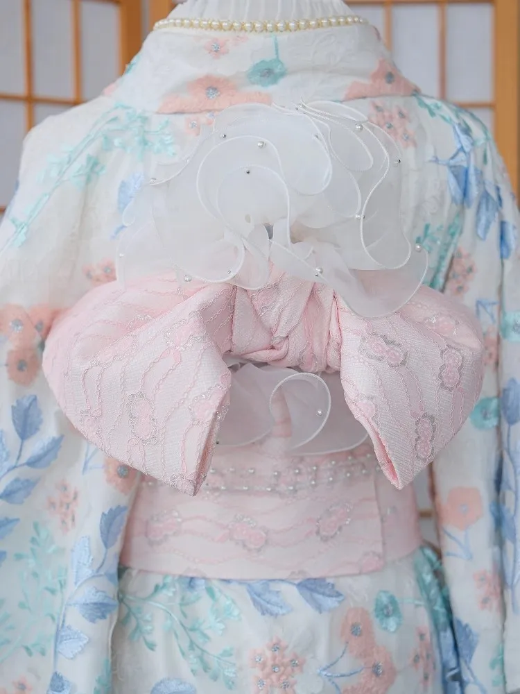 Women's Double Layer Pink Kimono Lace Obi Set with Decorative Wide Waist Belt Dress Girdle Yukata Accessories
Women's Double Layer Pink Kimono Lace Obi Set with Decorative Wide Waist Belt Dress Girdle Yukata Accessories