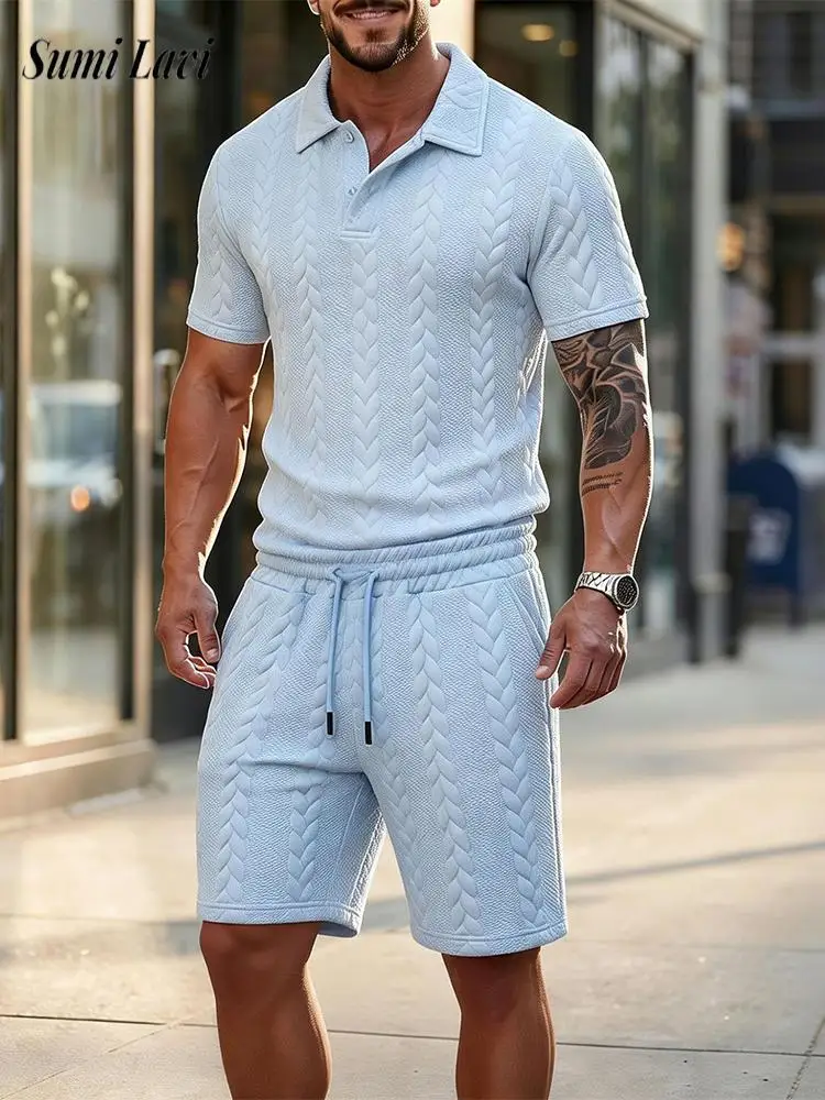 Vintage Mens Jacquard Two Piece Suits 2026 Summer Outdoor Casual Solid Color Polo Shirt And Shorts Outfits Men Short Sleeve Sets
Vintage Mens Jacquard Two Piece Suits 2026 Summer Outdoor Casual Solid Color Polo Shirt And Shorts Outfits Men Short Sleeve Sets
