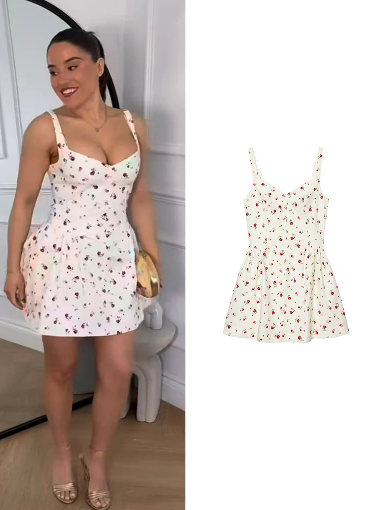Summer Women Floral Mini Dress Fashion Elegant High Waisted Slim A-Line Dresses Ladies Sexy Backless Spaghetti Strap Dresses
Summer Women Floral Mini Dress Fashion Elegant High Waisted Slim A-Line Dresses Ladies Sexy Backless Spaghetti Strap Dresses