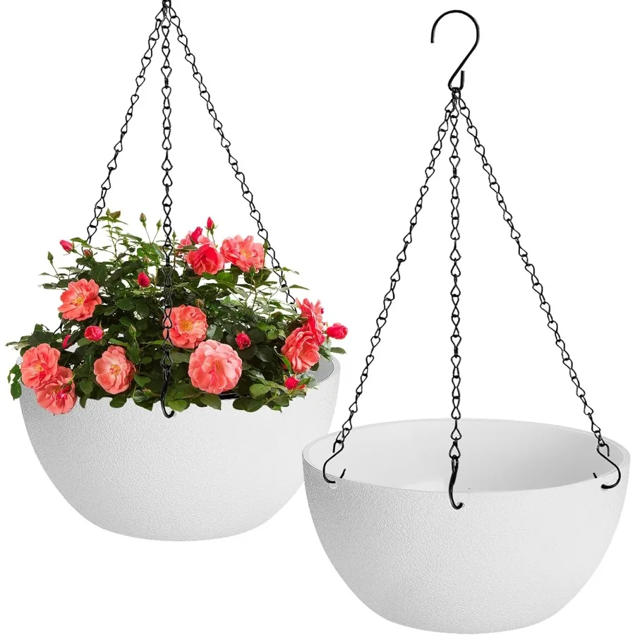 12 inch Hanging Planters for Indoor and Outdoor Plants 2 Pack Round Plastic Hanging Baskets with Drainage Holes and Chain Ideal
12 inch Hanging Planters for Indoor and Outdoor Plants 2 Pack Round Plastic Hanging Baskets with Drainage Holes and Chain Ideal