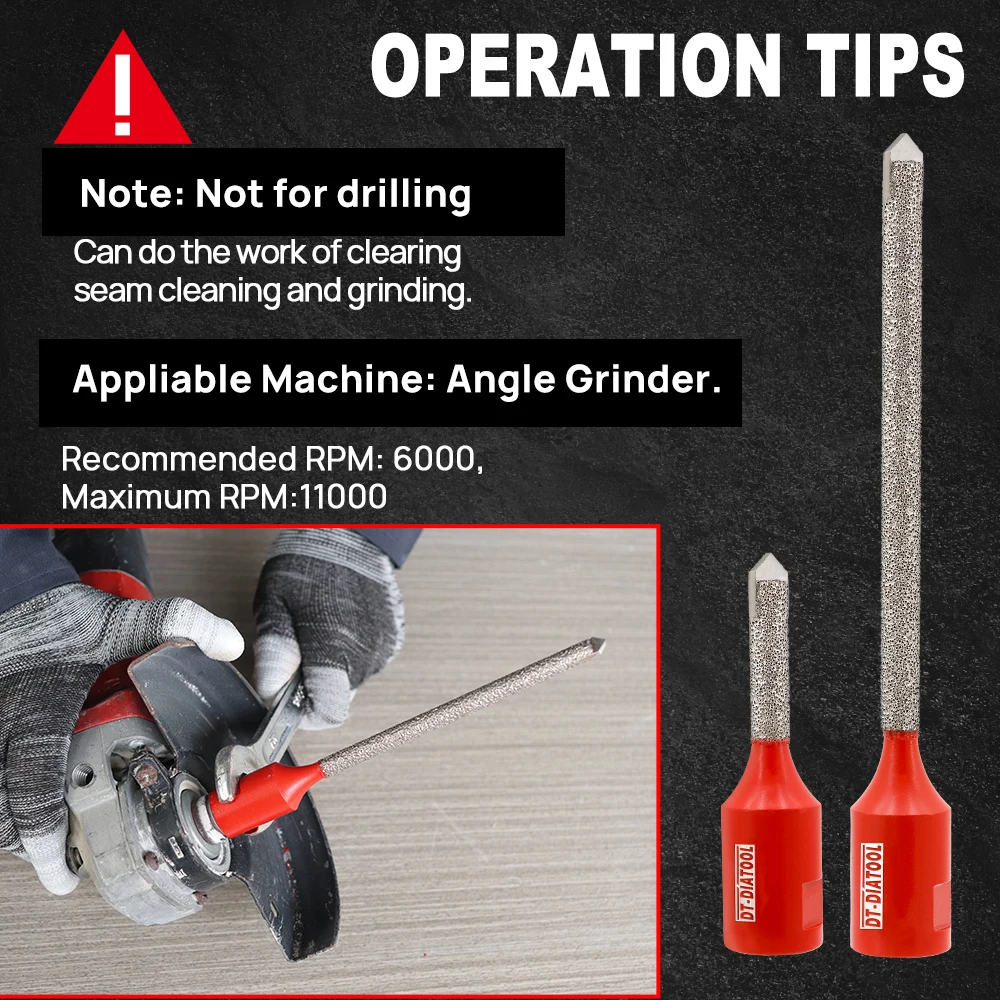 DT-DIATOOL Diamond Mortar Raking Bits 1pc Dia 4mm / 8mm Coarse For Mortar Raking Brick Removal Vacuum Brazed Removal finger Bits
DT-DIATOOL Diamond Mortar Raking Bits 1pc Dia 4mm / 8mm Coarse For Mortar Raking Brick Removal Vacuum Brazed Removal finger Bits