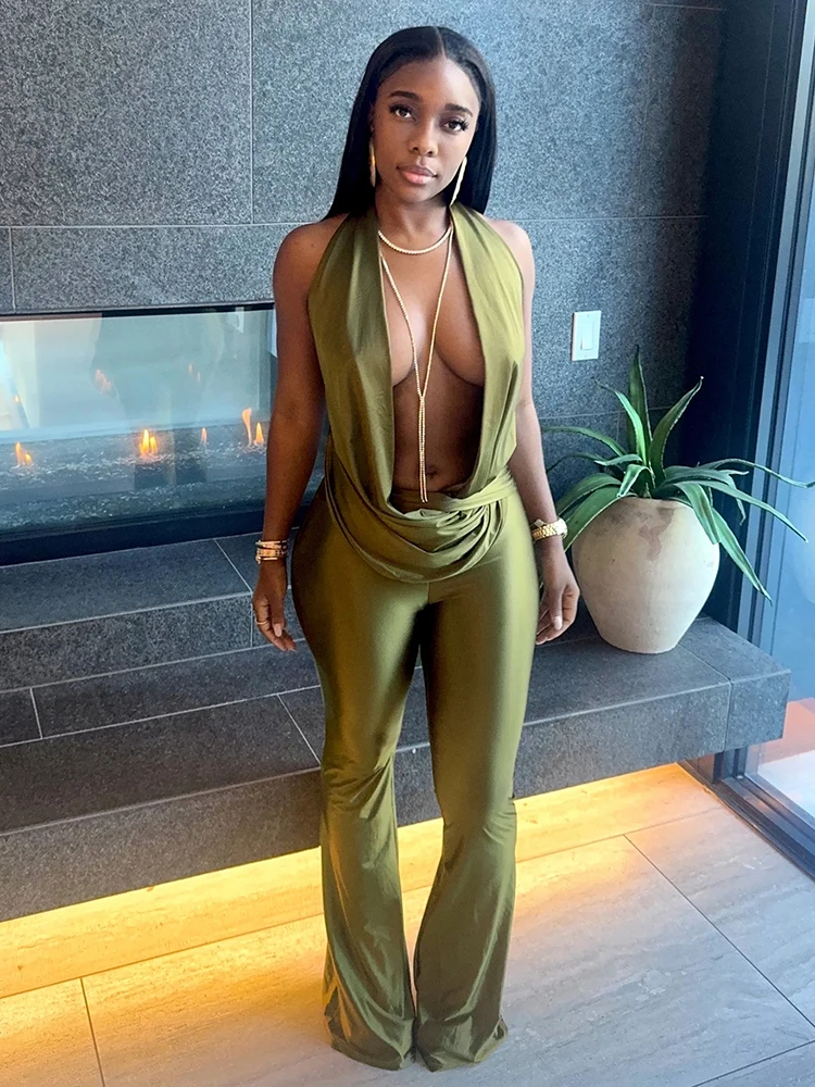 Weird Puss Sexy Backless Flare Jumpsuit Women Halter Deep V-Neck Swing Collar Lace-Up Ruched Hipster Hottie Street Slim Clubwear
Weird Puss Sexy Backless Flare Jumpsuit Women Halter Deep V-Neck Swing Collar Lace-Up Ruched Hipster Hottie Street Slim Clubwear