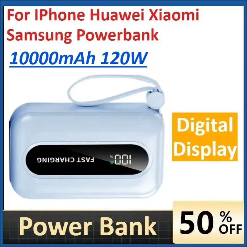 Power Bank 10000mAh 120W Fast Charging for IPhone Huawei Xiaomi Samsung Powerbank
Power Bank 10000mAh 120W Fast Charging for IPhone Huawei Xiaomi Samsung Powerbank