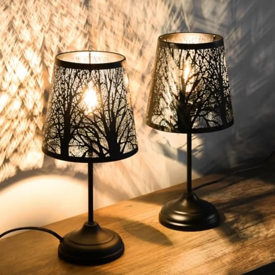 3 Level Dimmable Touch Table Lamps Set of 2, Black Metal Tree Pattern Shadow Lamp, Small Bedside Night Light for,Vintage Accent
3 Level Dimmable Touch Table Lamps Set of 2, Black Metal Tree Pattern Shadow Lamp, Small Bedside Night Light for,Vintage Accent