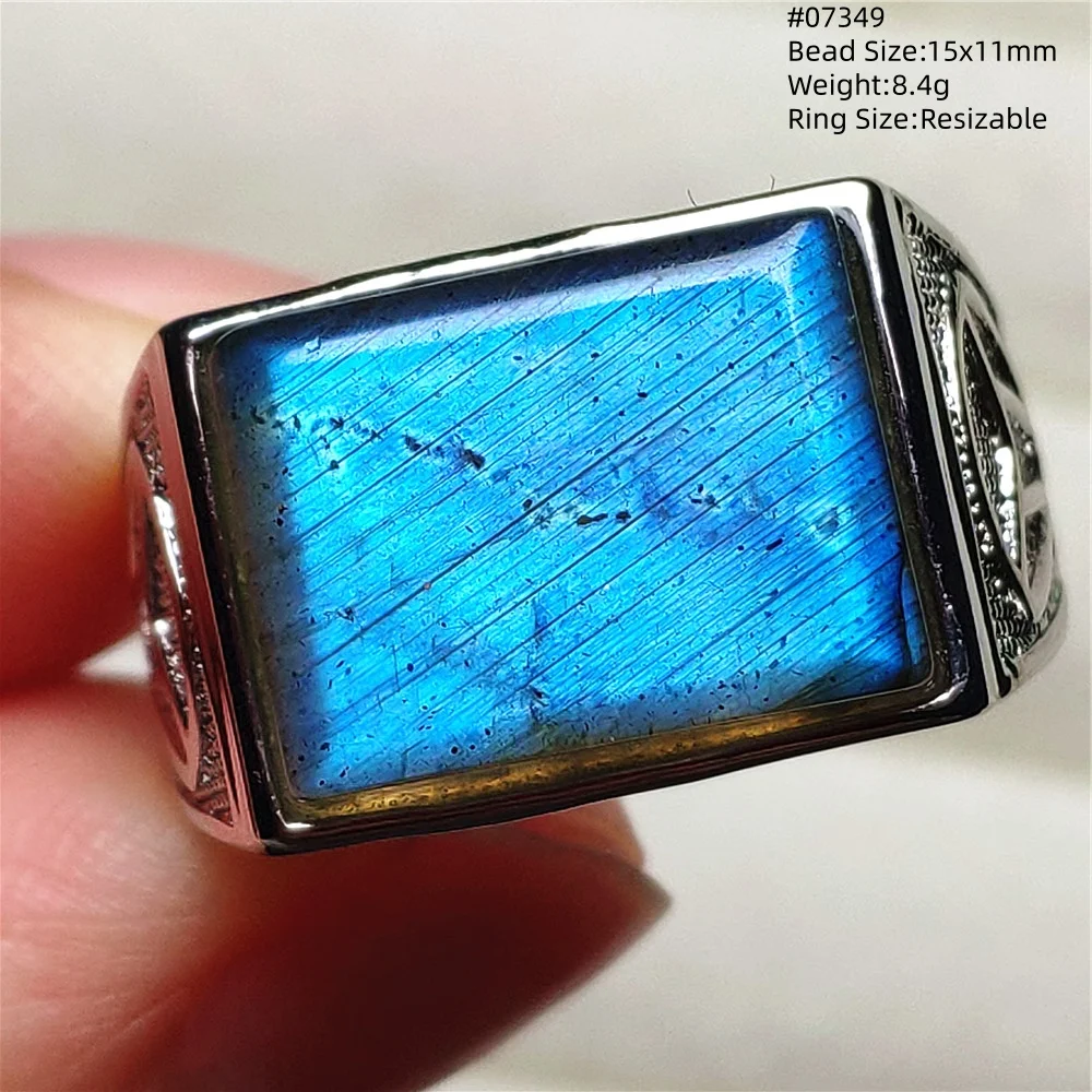 Natural Blue Labradorite Adjustable Ring Rectangle Beads 925 Silver Labradorite Women Men AAAAAA
Natural Blue Labradorite Adjustable Ring Rectangle Beads 925 Silver Labradorite Women Men AAAAAA